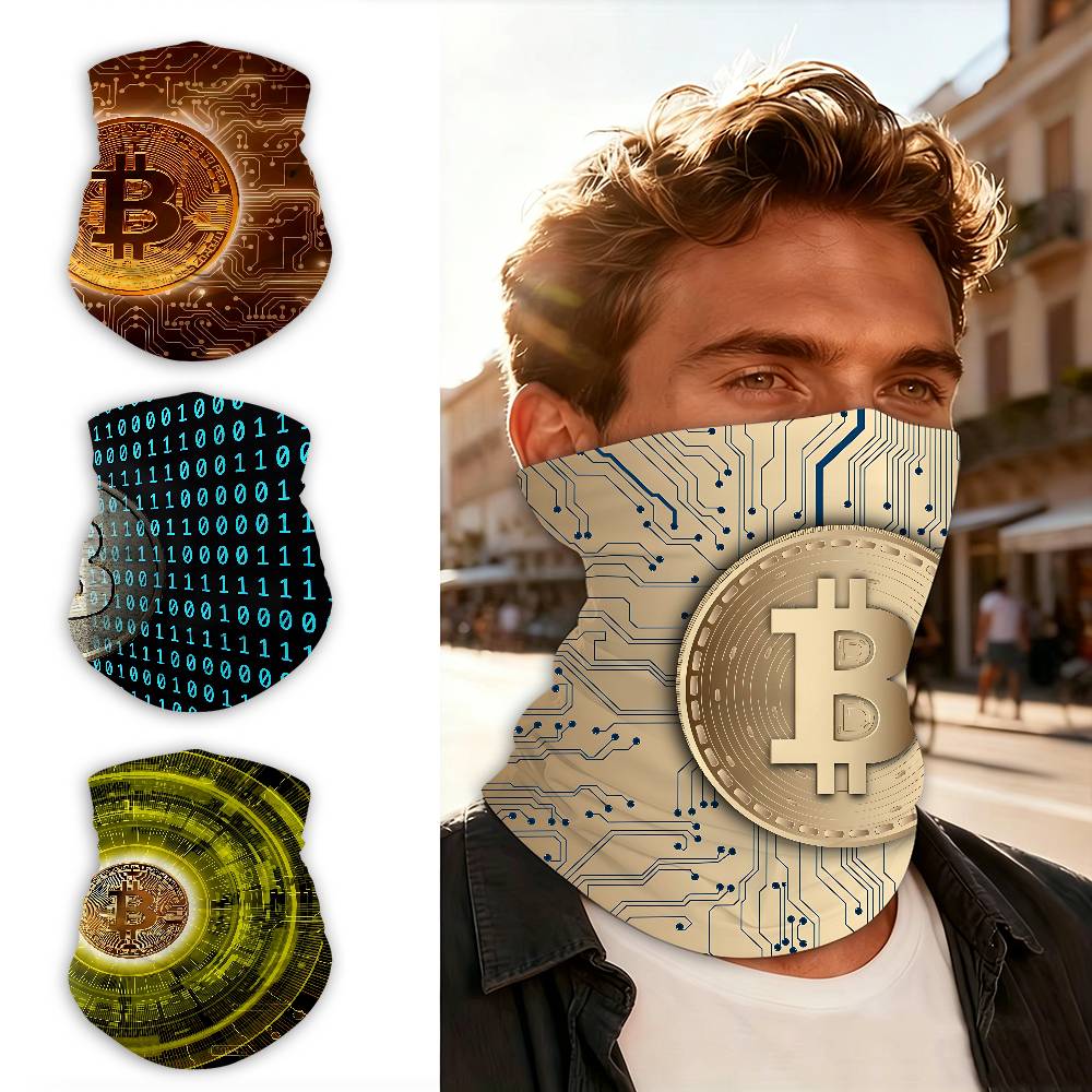 Outdoor Adventure And Travel - Trendy maski na twarz Bitcoin, wiatroodporne,