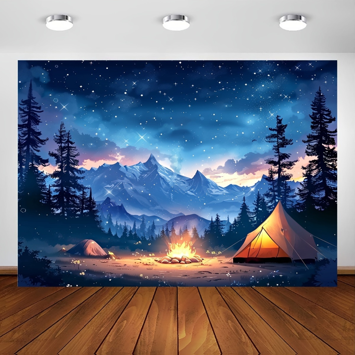 Outdoor Adventure Tent - Płaski, dwuwymiarowy gobelin z motywem kempingu