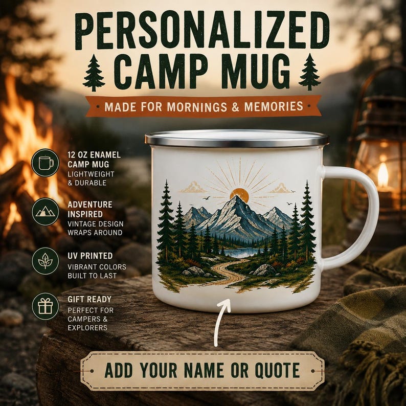 Personalizowany emaliowany kub – Outdoor Adventure Names recenzja i cena